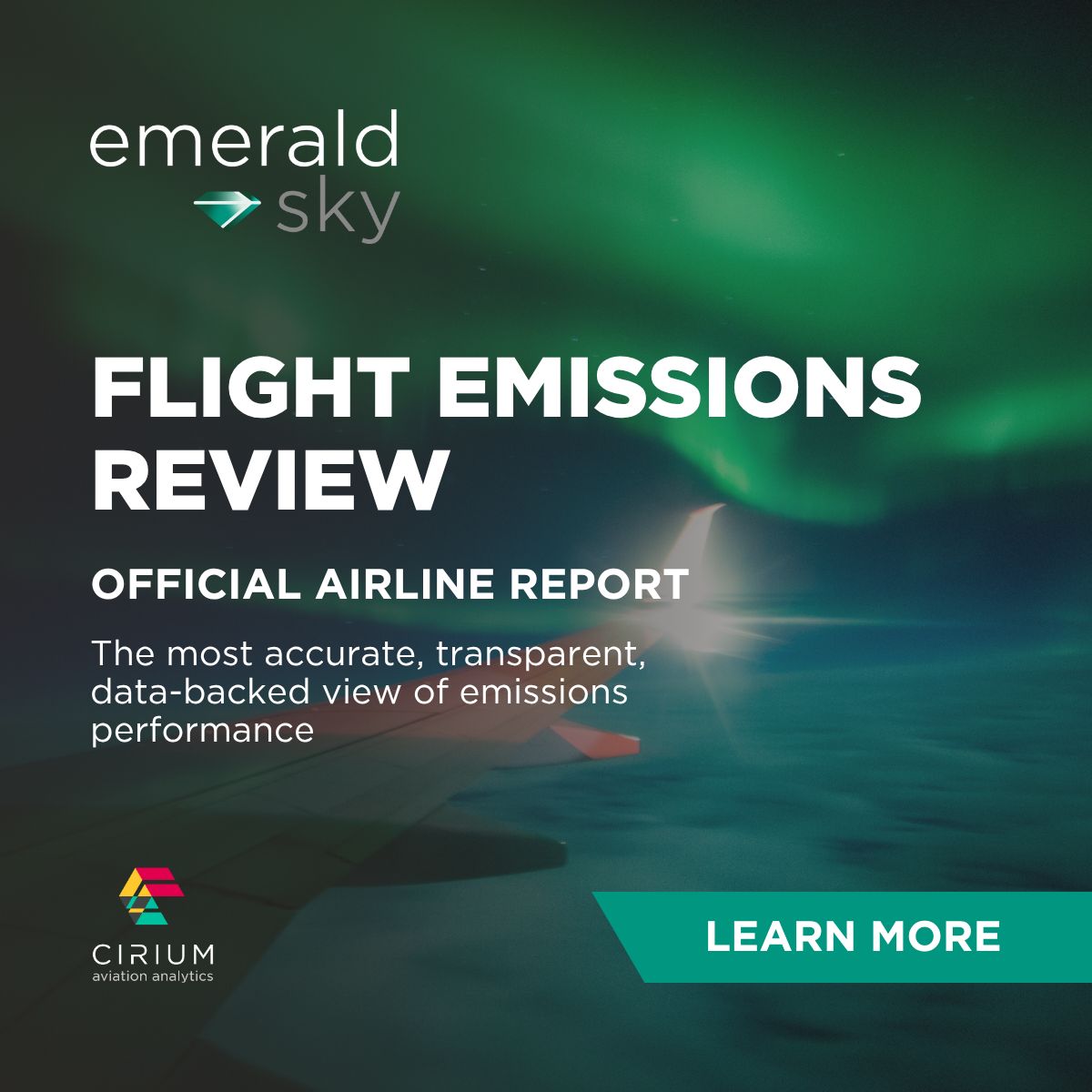 Front cover of Emerald Sky flight emissions report 