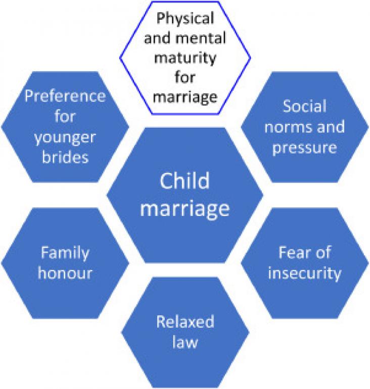 Factors influencing child marriage. All the factors except “physical and mental maturity for marriage” promote child marriage
