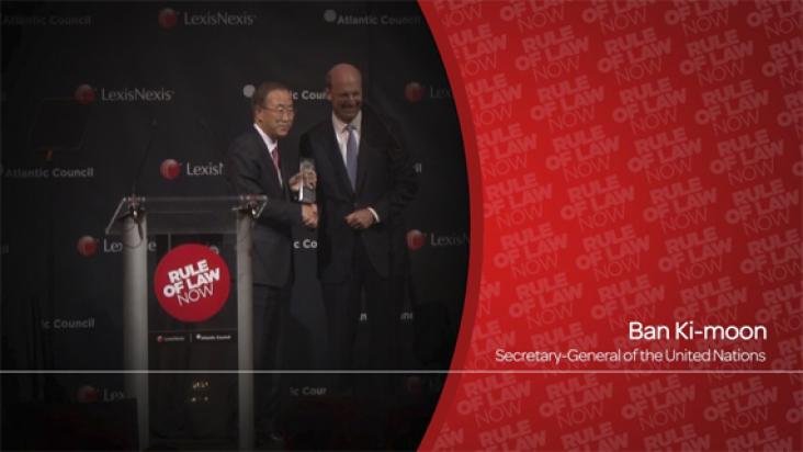 UN Secretary-General Ban Ki Moon and Mike Walsh, CEO of LexisNexis Legal & Professional