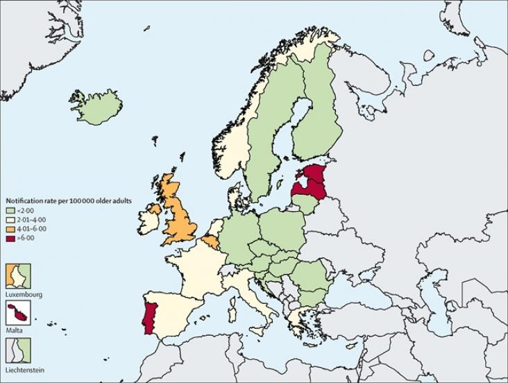 New HIV diagnoses among people aged 50 years or older in the EU & EEA