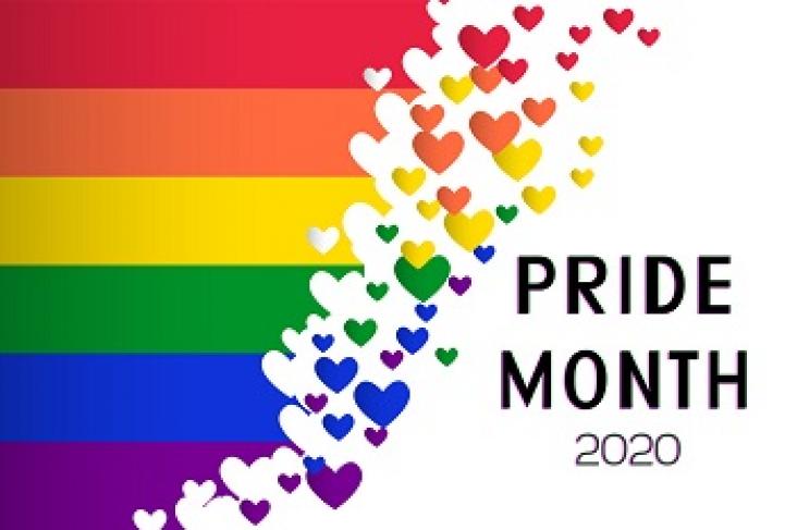 Pride Month 2020 rainbow flag and hearts