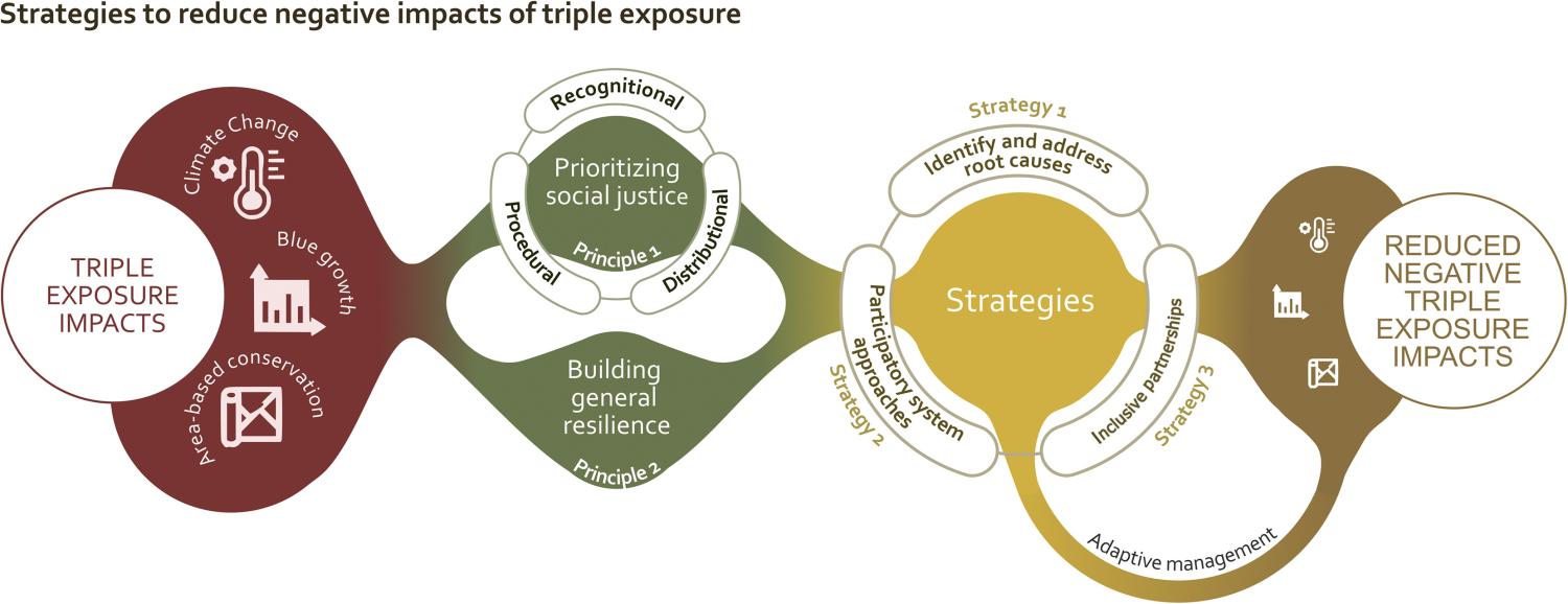 Transformative strategies to reduce negative triple-exposure impacts by prioritizing social justice and building general resilience