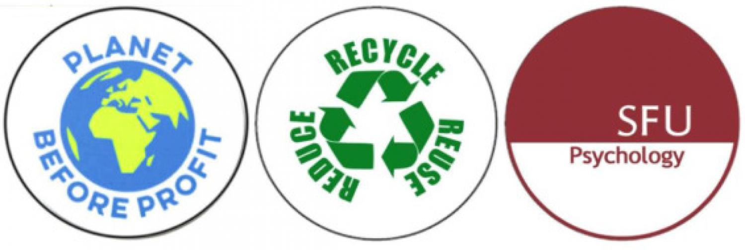 Three button choices were part of the dependent variable. The two buttons on the left represent pro-environmental messages, and the right button represents a non-environmental message.