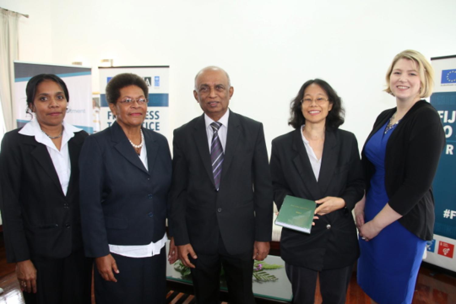 Justice Chandra (centre), Ana Cobona, Amelia Tukuwasa, Marie Chan, Myfanwy Wallwork